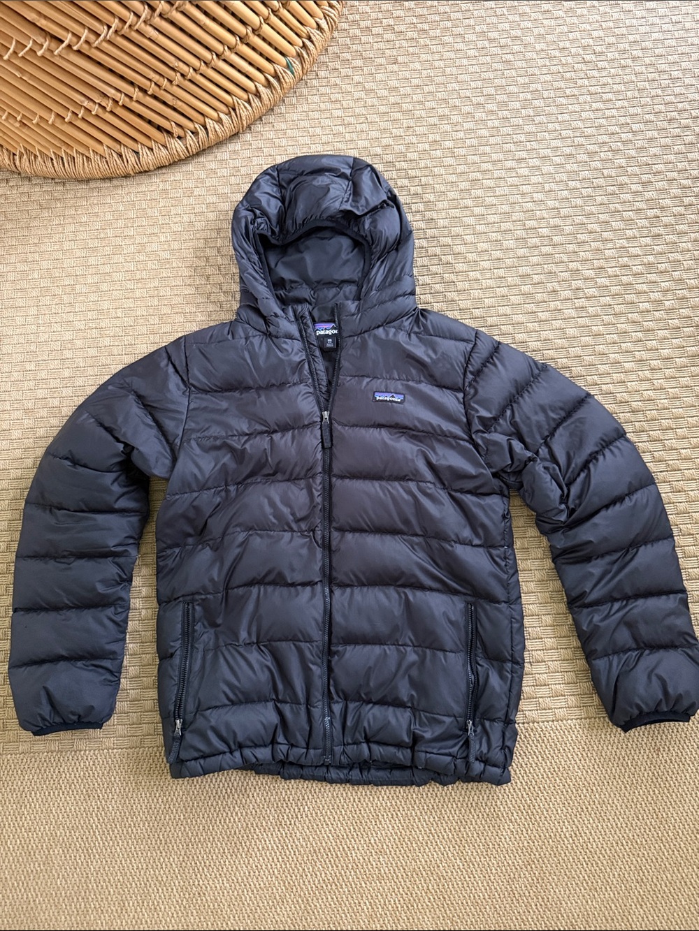 Patagonia Kids Black Down Sweater Hoody Jacket XXL